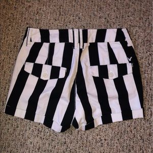 American Eagle black and white striped shorts